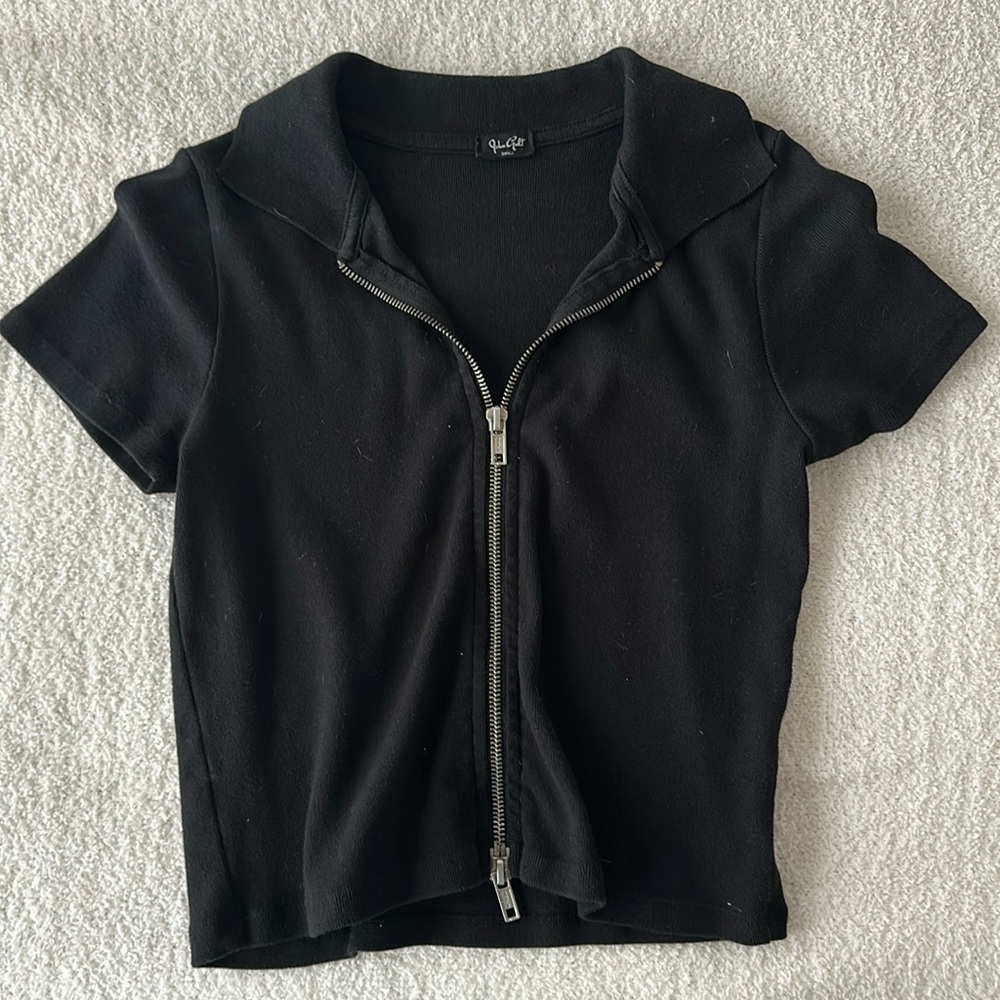 J Galt Collared Crop Top